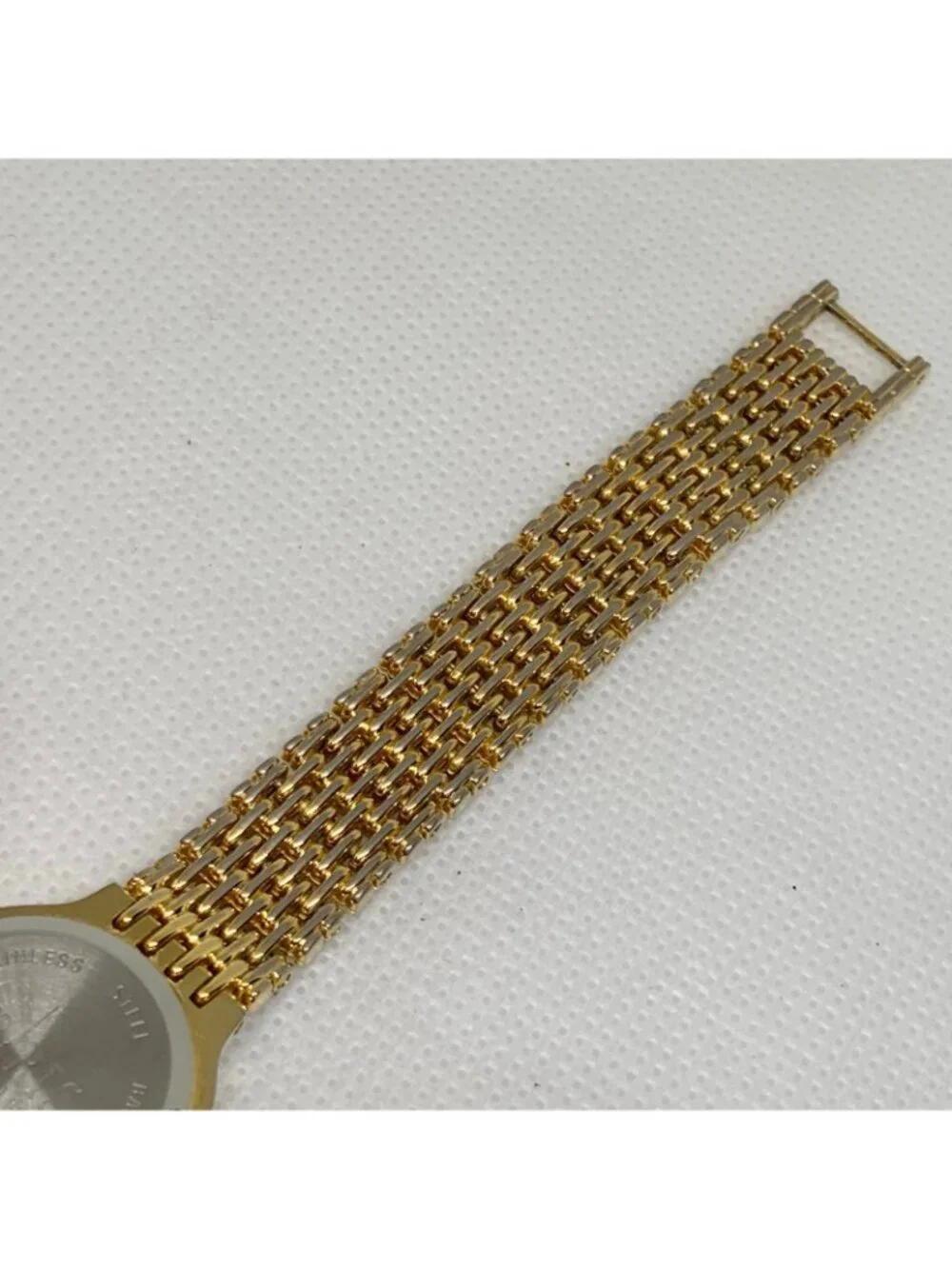 Vintage Paris 1937 gold tone women’s watch 23mm quartz bracelet 7.4” running
